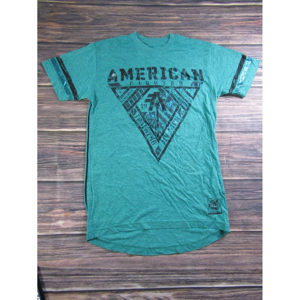 American Fighter T Shirt Mens Medium Green Graphic Short Sleeve Foil Logo Tee
